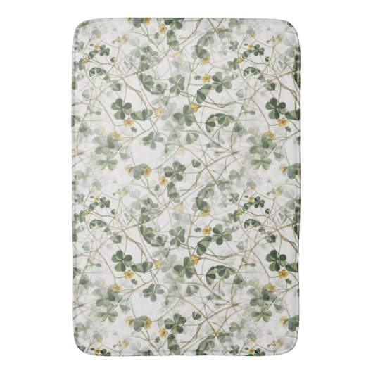 エレガントヴィンテージグリーン金ゴールド植物学イラストレーション バスマット (正面縦)