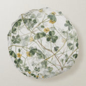 エレガントヴィンテージグリーン金ゴールド植物学イラストレーション ラウンドクッション (裏面)