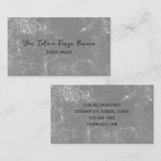 エレガントヴィンテージグレーの白黒テクスチャ 名刺 (正面/裏面)