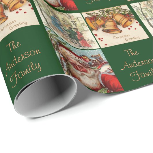 エレガントヴィンテージサンタベルファミリーネーム紙 ラッピングペーパー (ロールコーナー)