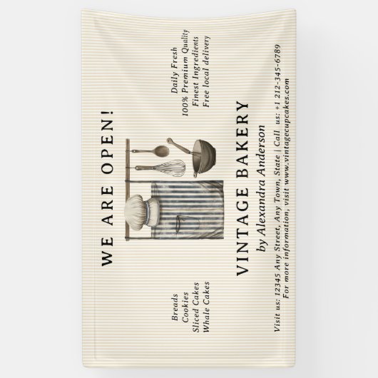 エレガントヴィンテージシェフの設備ベーカリー 横断幕 (縦)