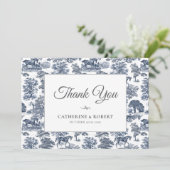 エレガントヴィンテージシックなブルーの馬トイル結婚ズ サンキューカード (スタンド正面)