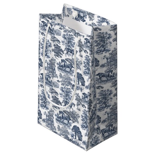 エレガントヴィンテージシックなブルーの馬トイル結婚ズ スモールペーパーバッグ (正面アングル)