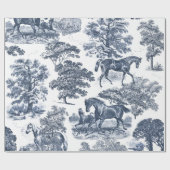 エレガントヴィンテージシックなブルーの馬トイル結婚ズ ラッピングペーパー (フラット)