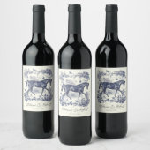 エレガントヴィンテージシックなブルーの馬トイル結婚ズ ワインラベル (ボトル)