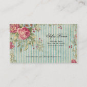 エレガントヴィンテージシックフローラストライプ美しい 名刺 (裏面)