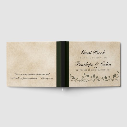 エレガントヴィンテージシック図書室結婚のゲストブック ゲストブック (全面)