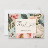 エレガントヴィンテージシック桃ピーニーバラ サンキューカード (正面)