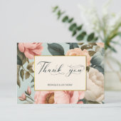 エレガントヴィンテージシック桃ピーニーバラ サンキューカード (スタンド正面)