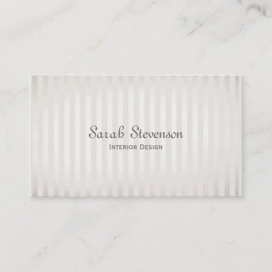 エレガントヴィンテージシルバーと白ストライプ色 名刺 (正面)
