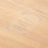 エレガントヴィンテージシルバースクリプト植物体 アクリル招待状 (レイダウン)