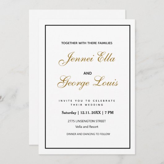 エレガントヴィンテージシンプル招待状 招待状 (正面/裏面)