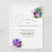 エレガントヴィンテージシート音楽とフローラ結婚の 招待状 (正面)