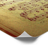 エレガントヴィンテージシート音楽ノート愛の歌 ポスター (角)