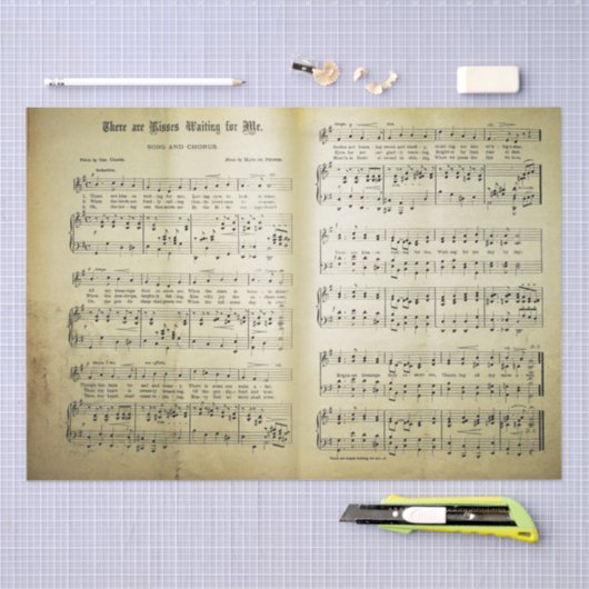 エレガントヴィンテージシート音楽ノート愛の歌 薄葉紙 (クラフト)