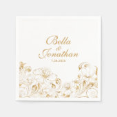 エレガントヴィンテージシ結婚ック金ゴールドフローラカスタム スタンダードカクテルナプキン (正面)