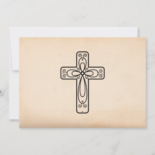 エレガントヴィンテージスクリプトのクロスおよび鳩《キリスト教》洗礼式や命名式 招待状 (裏面)