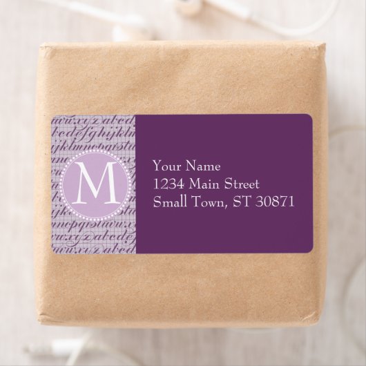 エレガントヴィンテージスクリプトタイポグラフィレタリング紫 ラベル (インサイチュ)