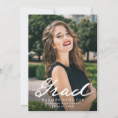 エレガントヴィンテージスクリプトフォト卒業パーティー 招待状 (正面)