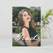 エレガントヴィンテージスクリプトフォト卒業パーティー 招待状 (スタンド正面)