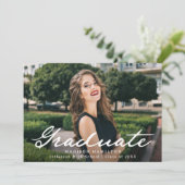 エレガントヴィンテージスクリプトフォト卒業パーティー 招待状 (スタンド正面)