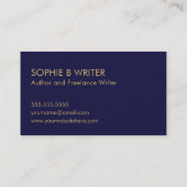 エレガントヴィンテージスクリプトNavy金ゴールドライター作家 名刺 (裏面)