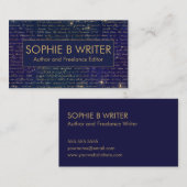 エレガントヴィンテージスクリプトNavy金ゴールドライター作家 名刺 (正面/裏面)