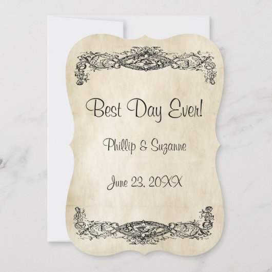 エレガントヴィンテージスクロール作業パ結婚ンチメントv2 招待状 (裏面)