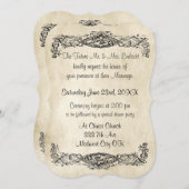 エレガントヴィンテージスクロール作業パ結婚ンチメントv2 招待状 (正面/裏面)