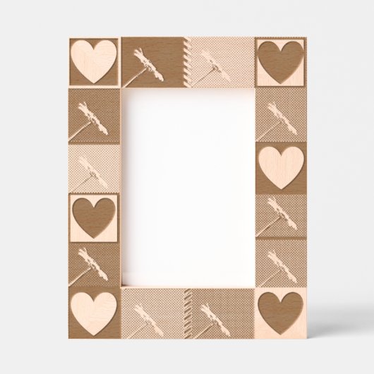 エレガントヴィンテージスタイルハートと花のモチーフ レーザー彫刻フレーム (正面)