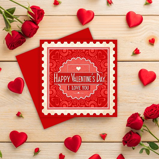 エレガントヴィンテージスタンプスタイルバレンタインデー シーズンカード