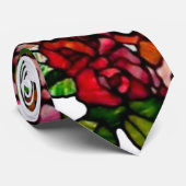 エレガントヴィンテージステンドグラス赤バラ ネクタイ (ロール)