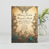 エレガントヴィンテージス素朴結婚クロール 招待状 (スタンド正面)