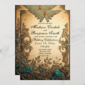 エレガントヴィンテージス素朴結婚クロール 招待状 (正面/裏面)