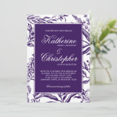 エレガントヴィンテージダークパープル結婚植物薬 招待状 (スタンド正面)