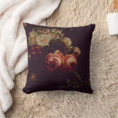 エレガントヴィンテージダークムーディオランダアートフローラ クッション (ブランケット)