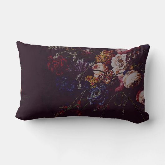 エレガントヴィンテージダークムーディオランダアートフローラ ランバークッション (裏面)
