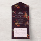 エレガントヴィンテージダークムーディフローラ結婚ズ オールインワン招待状 (内側)