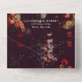 エレガントヴィンテージダークムーディフローラ結婚ズ オールインワン招待状 (裏面)