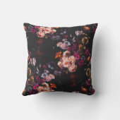 エレガントヴィンテージダークムーディブルゴーニュフローラ クッション (裏面)