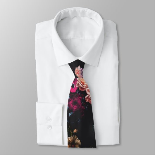 エレガントヴィンテージダークムーディブルゴーニュフローラ ネクタイ (タイ)