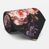 エレガントヴィンテージダークムーディブルゴーニュフローラ ネクタイ (ロール)