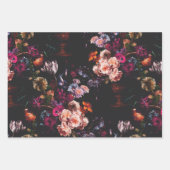 エレガントヴィンテージダークムーディブルゴーニュフローラ ラッピングペーパーシート (正面3)