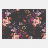 エレガントヴィンテージダークムーディブルゴーニュフローラ ラッピングペーパーシート (正面2)