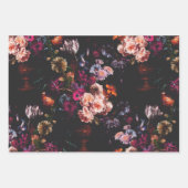 エレガントヴィンテージダークムーディブルゴーニュフローラ ラッピングペーパーシート (正面)