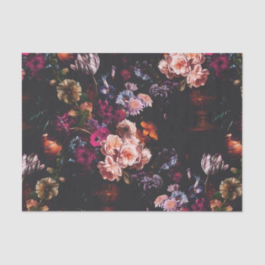 エレガントヴィンテージダークムーディブルゴーニュフローラ 薄葉紙 (正面)