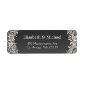 エレガントヴィンテージダーク銀ダマスククラシックフォーマル ラベル (正面)