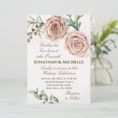 エレガントヴィンテージツーピンクローゼクリスチャン結婚ズ 招待状 (スタンド正面)