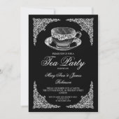 エレガントヴィンテージティーパーティーブラック 招待状 (正面)