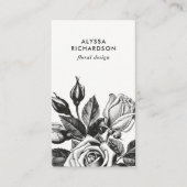 エレガントヴィンテージティーローズ | モノクロ 名刺 (正面)